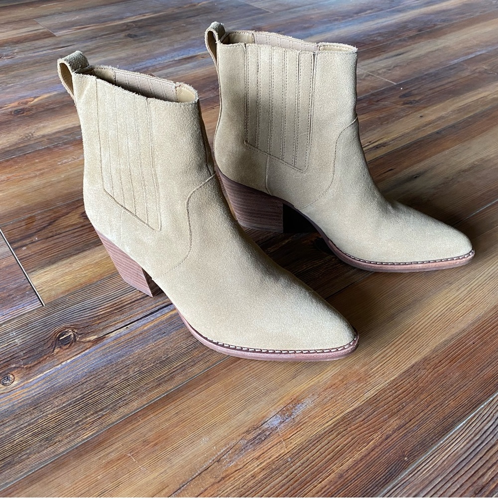 J. Crew Tan Suede Cowboy Boots 7.5 EUC